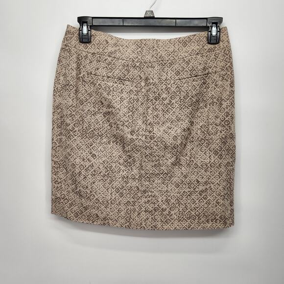 NWT LOFT Tan 100% Linen Floral Geometric Mini Skirt Women's 6 - Picture 8 of 8